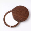 round Women beauty Wood hand Pocket Mirror